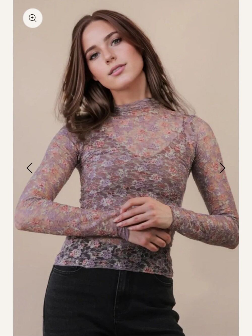 Very J New In MAUVE MESH FLORAL TOP Size Large